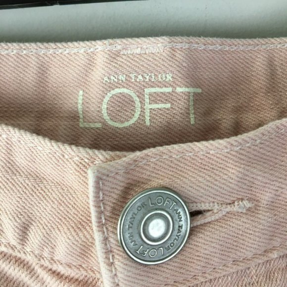 LOFT Button Fly Pink Straight Boyfriend Jeans 26 2 - Picture 5 of 11